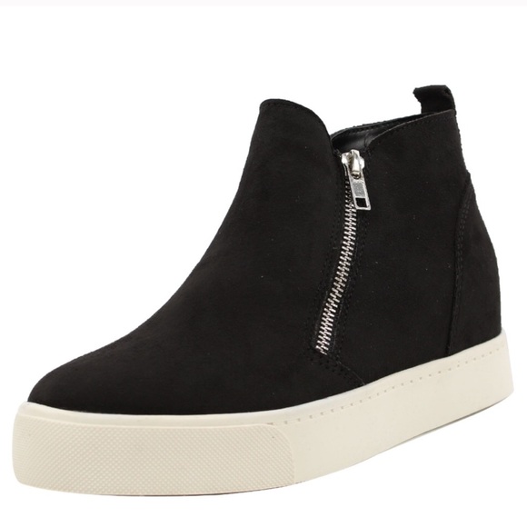 SODA Taylor Black Side Zipper Hidden Wedge Sneaker Booties 8.5 - Picture 8 of 9